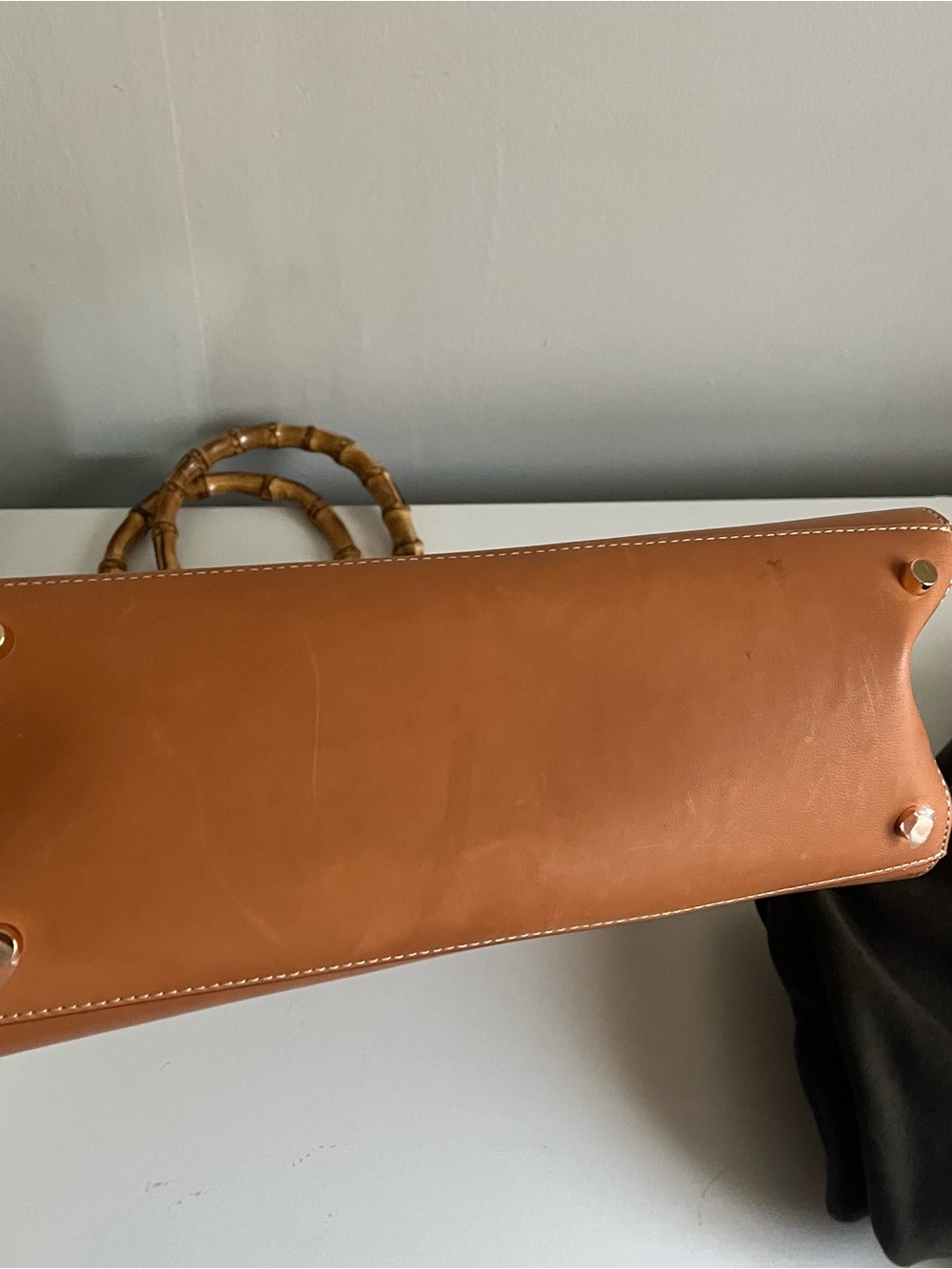 J. McLaughlin “Meeka” Bamboo, Wicker & Leather Tote Handbag Nantucket Style Bag - Picture 5 of 10